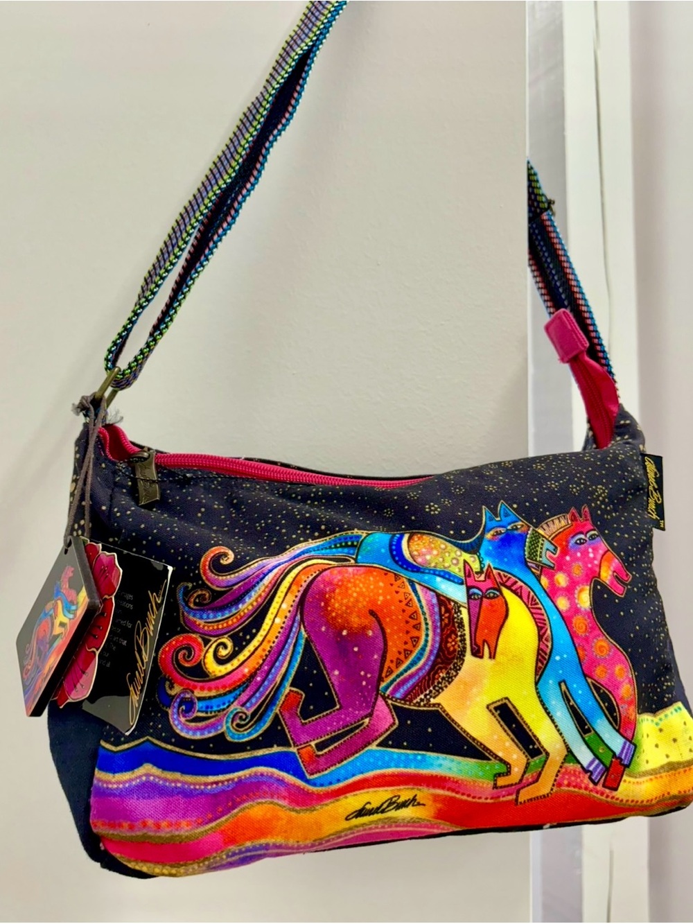 NWT Laurel Burch "Caballos De Colores" Horses of Colors Crossbody Bag Equine Art